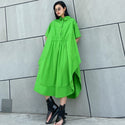 Women's Trendy Pure Color French Vintage A-Line Irregular Skirt Dress