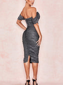 Bandage Grey women Evening Party Nigh Elegant Midi Dress
