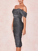 Bandage Grey women Evening Party Nigh Elegant Midi Dress