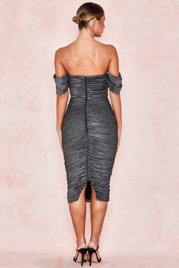 Bandage Grey women Evening Party Nigh Elegant Midi Dress