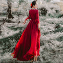 Red Vintage Chiffon Maxi Dress