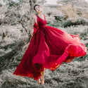 Red Vintage Chiffon Maxi Dress