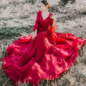 Red Vintage Chiffon Maxi Dress