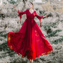 Red Vintage Chiffon Maxi Dress