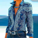 Women's Vintage Blouses Long-Sleeve Shirt